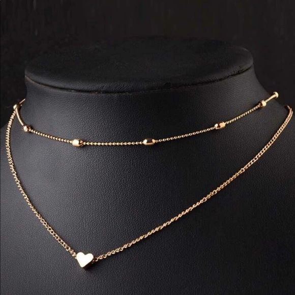 Multi layer gold heart necklace - Picture 3 of 5
